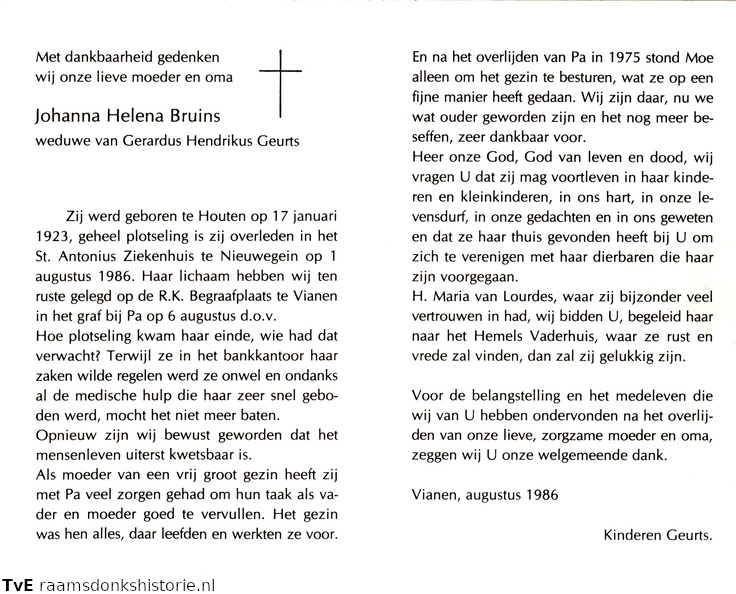 Johanna Helena Bruins Gerardus Hendrikus Geurts