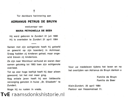 Adrianus Petrus de Bruyn Maria Petronella de Beer