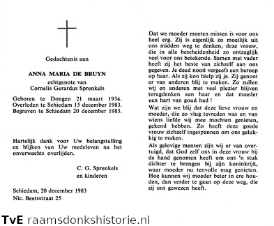 Anna Maria de Bruyn Cornelis Gerardus Sprenkels