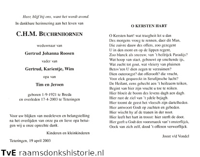 C.H.M. Buchrnhornen Gertrud Johanna Roosen