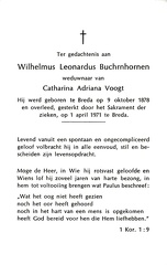 Wilhelmus Leonardus Buchrnhornen Catharina Adriana Voogt