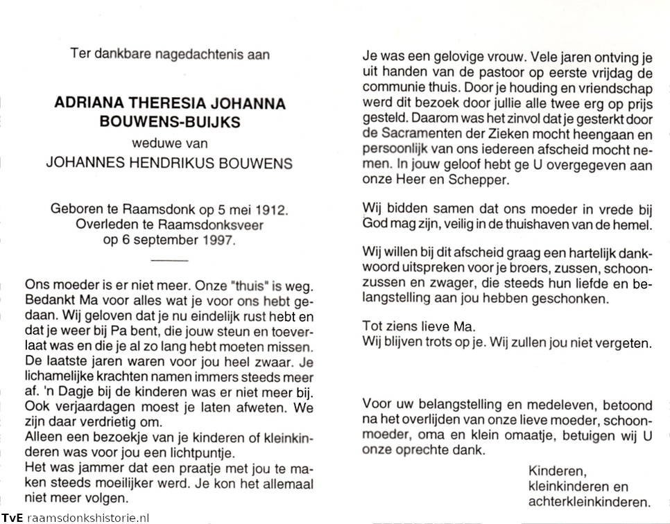 Adriana Theresia Johanna Buijks Johannes Hendrikus Bouwens