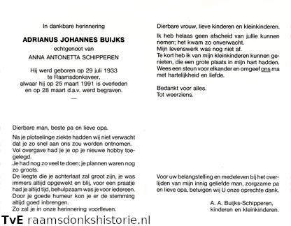 Adrianus Johannes Buijks Anna Antonetta Schipperen