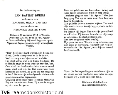 Jan Baptist Buijks Johanna Maria van Erp  Hendrika Aaltje Faro