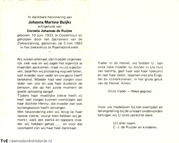 Johanna Martina Buijks Cornelis Johannes de Ruijter