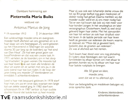 Pieternella Maria Buiks Antonius Marcus de Jong