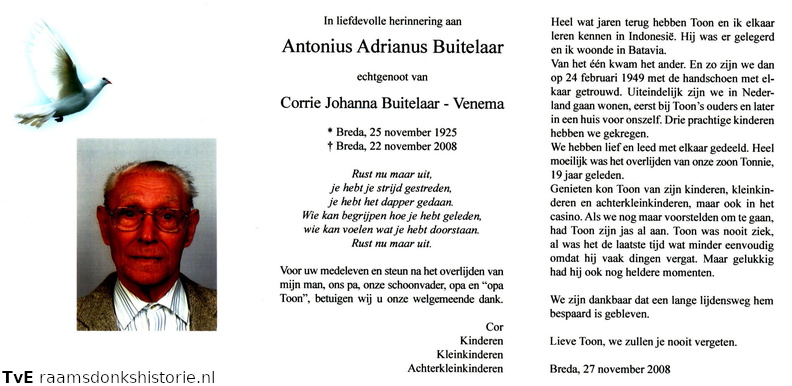 Antonius Adrianus Buitelaar Corrie Johanna Venema