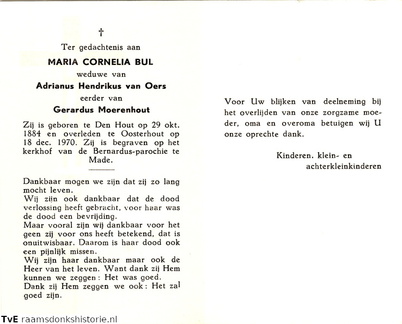 Maria Cornelia Bul Adrianus Hendricus van Oers Geradus Moerenhout