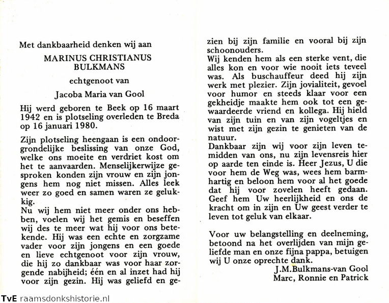 Marinus Christianus Bulkmans Jacoba Maria van Gool