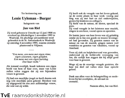 Lenie Burger (vr)Jan van Riel Uyleman