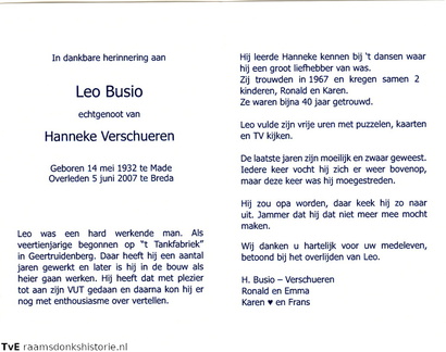 Leo Busio Hanneke Verschueren