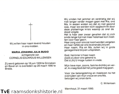 Maria Johanna Julia Busio Cornelis Eduardus Willemsen