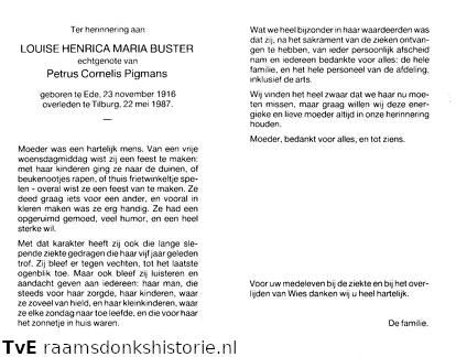 Louise Henrica Maria Buster Petrus Cornelis Pigmans