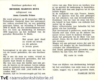 Hendrik Marinus Buys Anna Cornelia Prinse