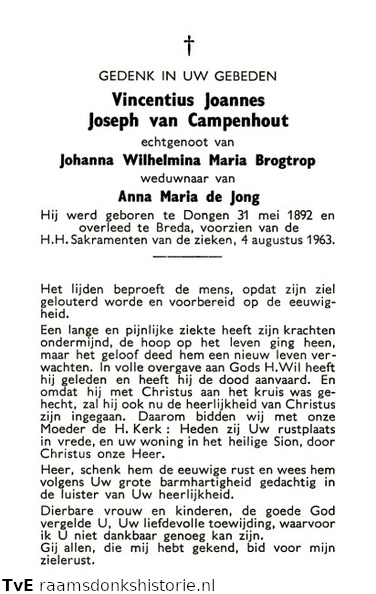 Vincentius Joannes Joseph van Campenhout Johanna Wilhelmina Maria Bogtrop   Anna Maria de Jong