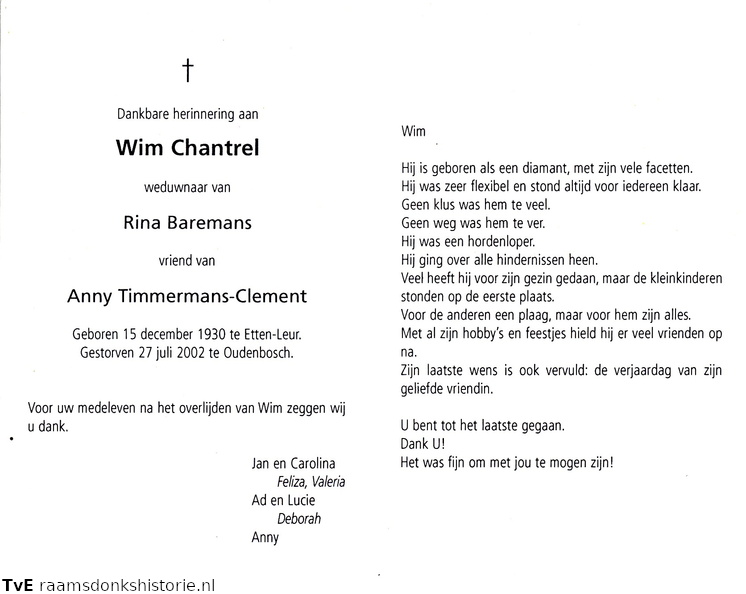 Wim Chantrel (vr)Anny Clement Rina Baremans