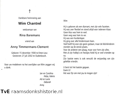 Wim Chantrel (vr)Anny Clement Rina Baremans