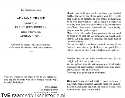 Adriana Christ Franciscus Snoeren Adrian Sestig