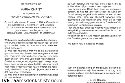 Maria Christ Hendrik Dingeman van Dongen