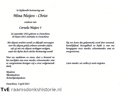 Mina Christ Cornelis Meijers