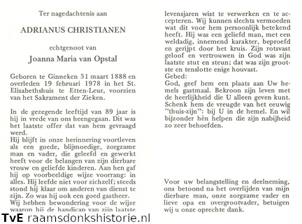 Adrianus Christianen Joanna Maria van Opstal