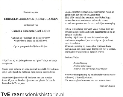 Cornelis Adrianus Claasen Cornelia Elisabeth Leijten