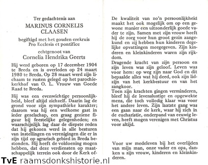Marinus Cornelis Claasen Cornelia Hendrika Geerts