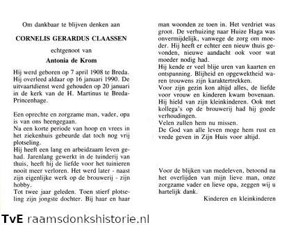 Cornelis Gerardus Claassen Antonia de Krom