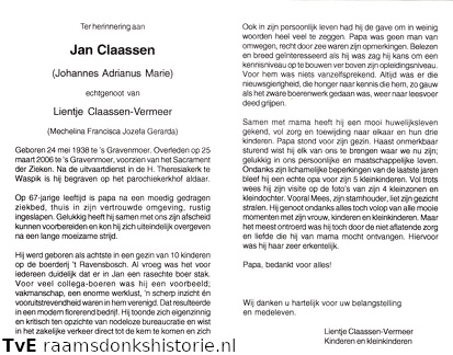 Johannes Adrianus Claassen Mechelina Francisca Jozefa Gerarda Vermeer