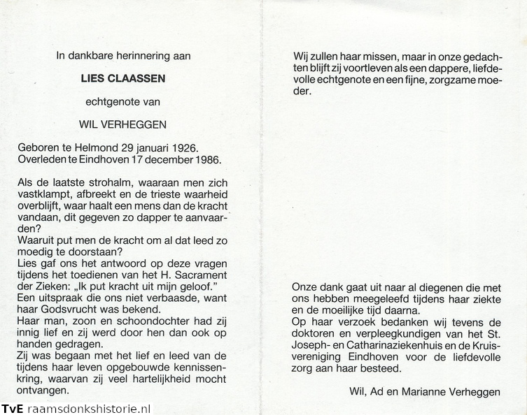 Lies Claassen Wil Verheggen