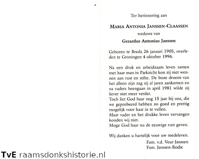 Maria Antonia Claassen Gerardus Antonius Janssen