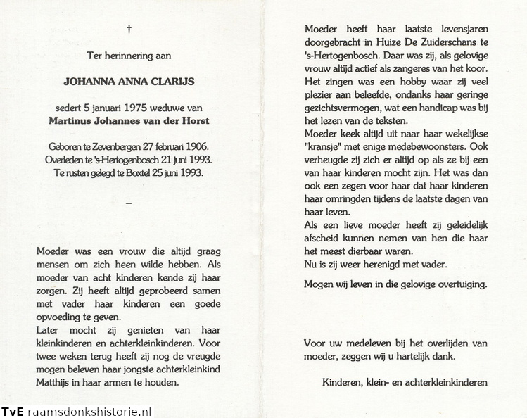 Johanna Anna Clarijs Martinus Johannes van der Horst