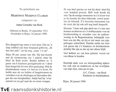 Martinus Marinus Clarijs Anna Cornelia van Beek