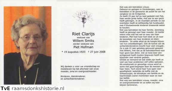 Riet Clarijs Willem Smits  Piet Hofman