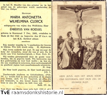 Maria Antonetta Wilhelmina Clercx Embertus van Roessel
