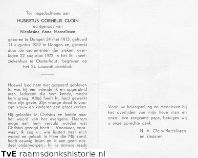 Hubertus Cornelis Cloin Nicolasina Anna Marcelissen