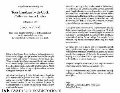 Catharina Anna Louisa de Cock Joop Landzaat