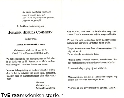 Johanna Henrica Commeren Elisius Antonius Akkermans