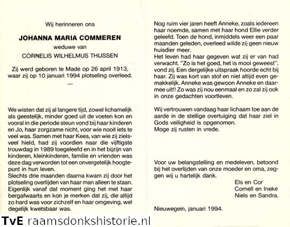 Johanna Maria Commeren Cornelis Wilhelmus Thijssen