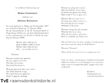 Maria Commeren Adrianus Bastiaansen