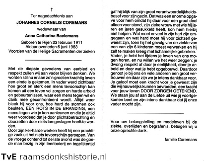 Johannes Cornelis Coremans Anna Catharina Baelemans