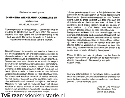 Dimphena Wilhelmina Cornelissen Wilhelmus Avontuur