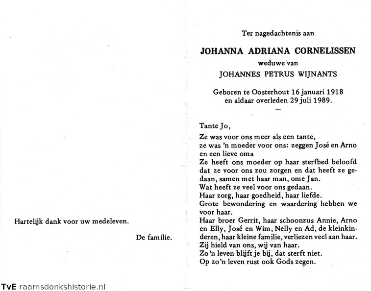 Johanna Adriana Cornelissen Johannes Petrus Wijnants