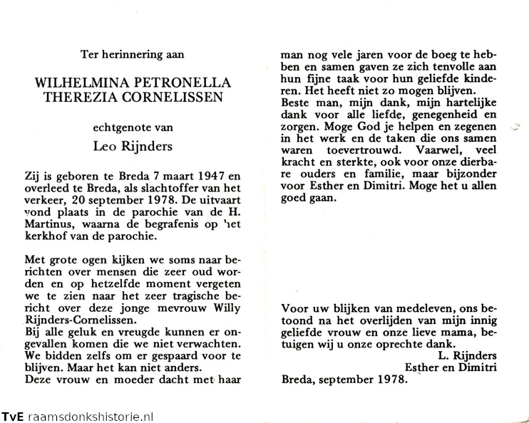 Wilhelmina Petronella Therezia Cornelissen Leo Rijnders