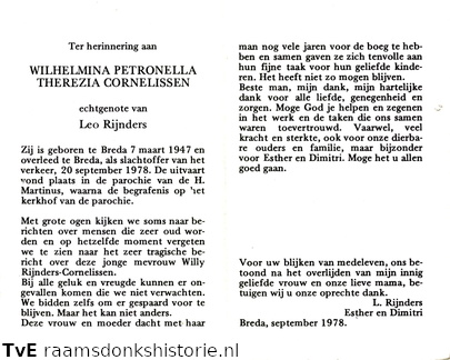 Wilhelmina Petronella Therezia Cornelissen Leo Rijnders