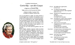 Corrie van den Corput Gerard Klijs