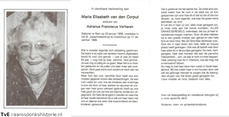 Maria Elisabeth van den Corput Adrianus Franciscus Verharen