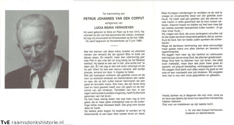 Petrus Johannes van den Corput Lucia Maria Verhoeven