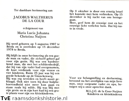 Jacobus Waltherus de la Cour Maria Lucia Johanna Christina Nuijten