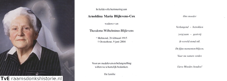 Arnoldina Cox Theodorus Wilhelmus Blijlevens